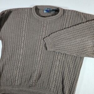 Etchings Sweater Mens Large Cable Knit Fishermans Chunky Knit Vntg Grandpacore